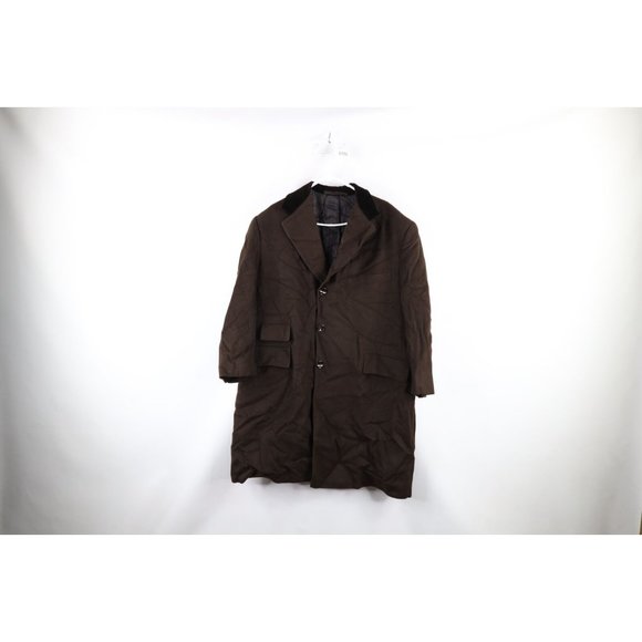 Vintage 50s Dover Tailor Mens XL Velvet Collar Heavyweight Wool Jacket Brown USA